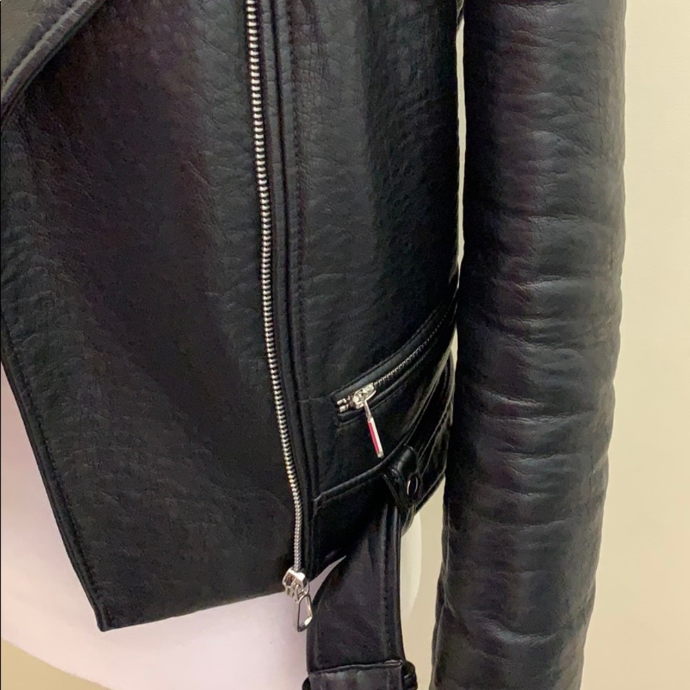 Zara Pu leather biker moto detachable fur collar - Picture 7 of 8
